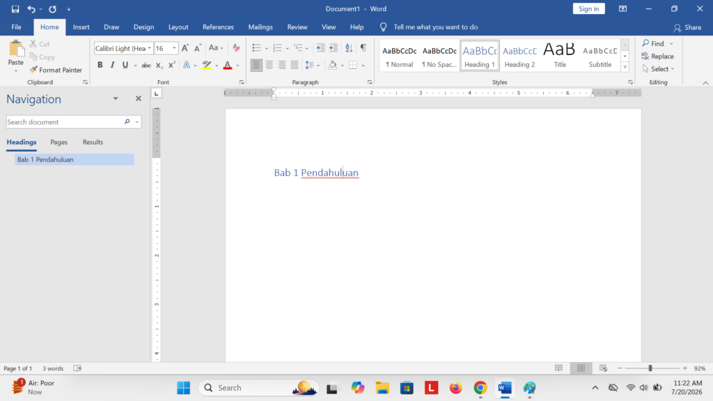 cara membuat daftar isi otomatis di word