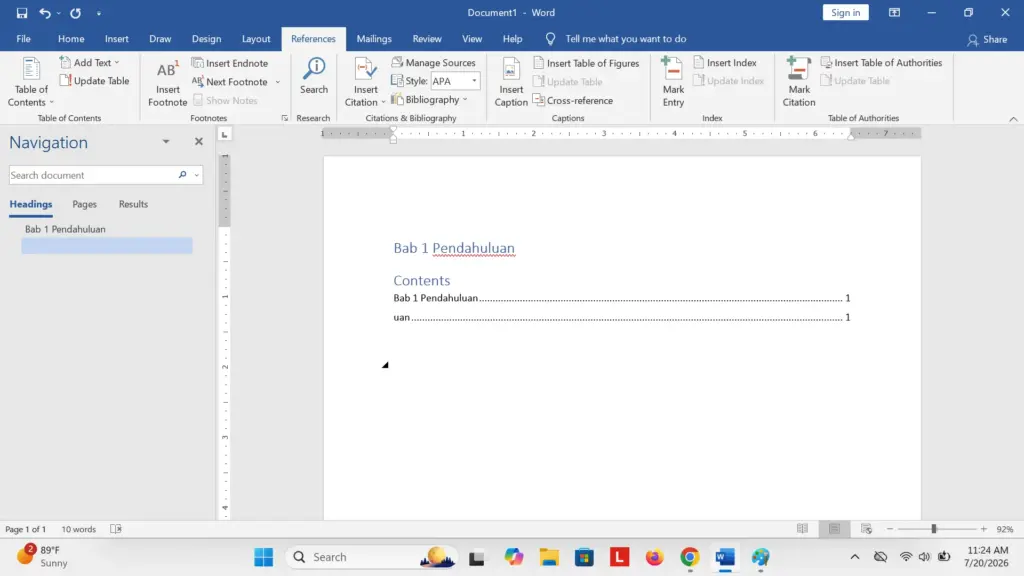 membuat daftar pustaka di word