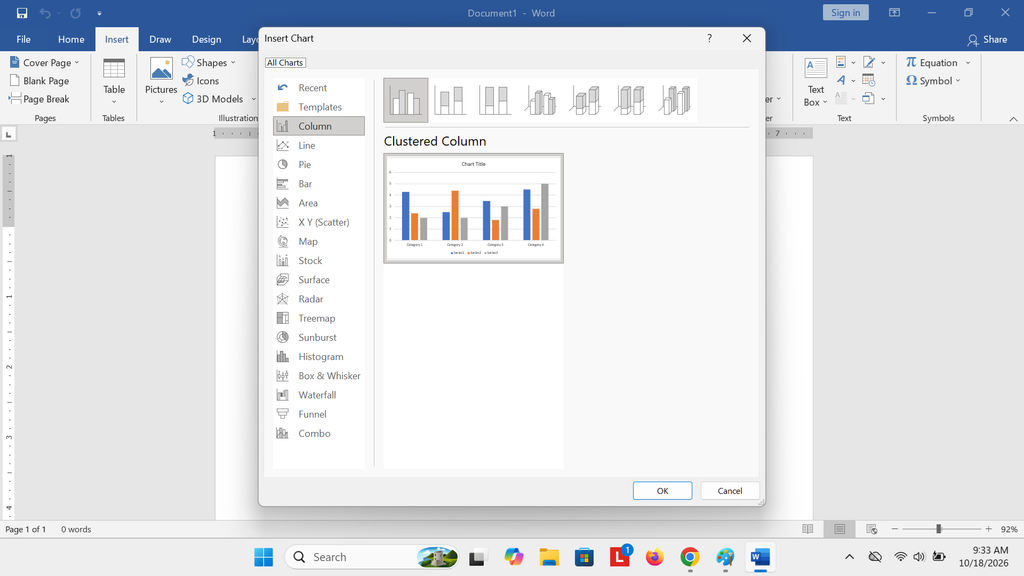 Cara Membuat grafik di word