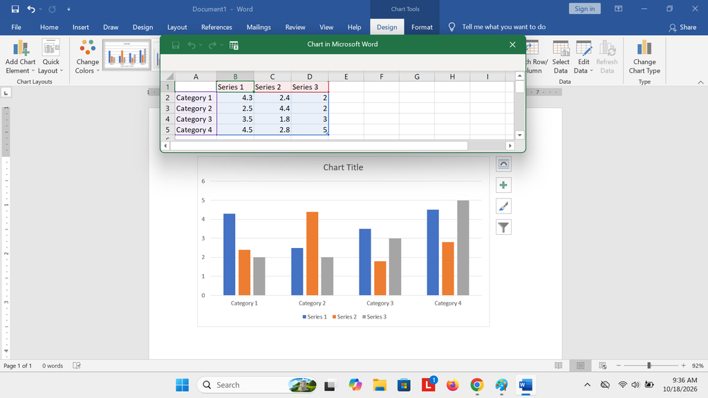 tabel grafik di word