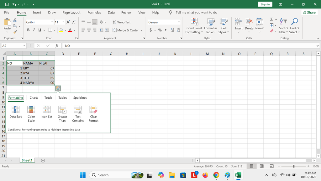 Data Membuat Grafik di Excel