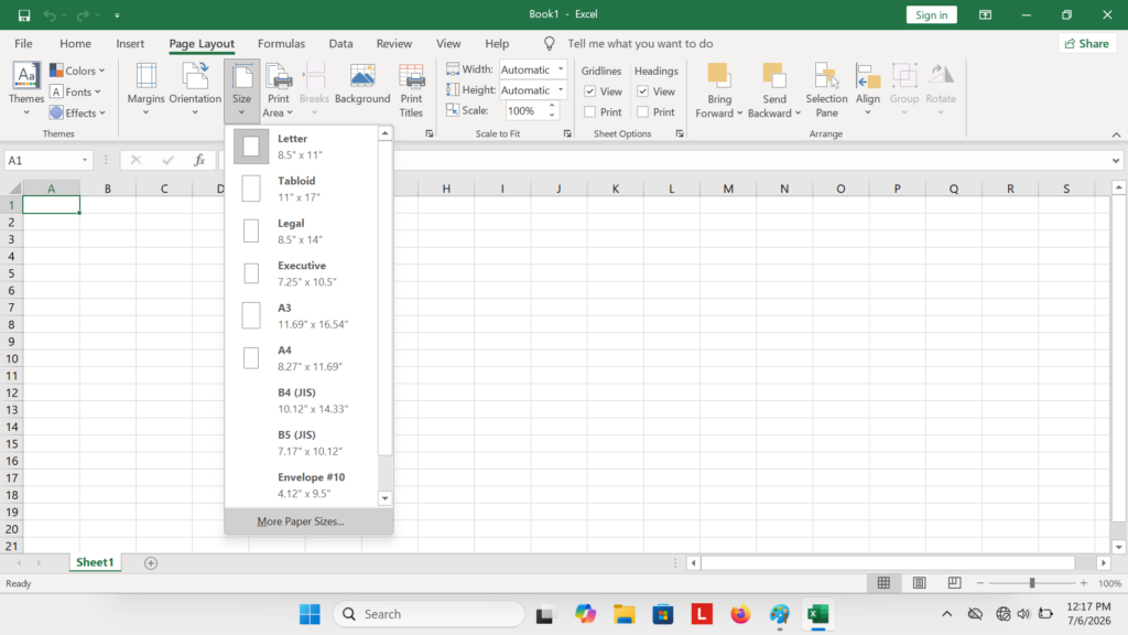 Cara mengubah kertas F4 di Excel