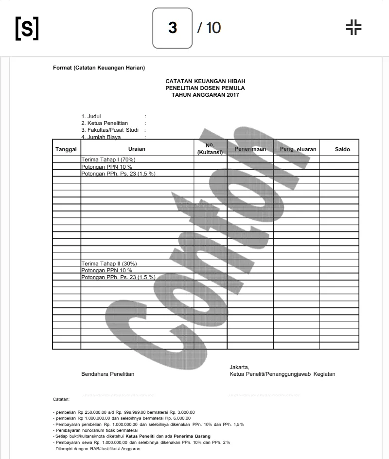 Contoh format laporan keuangan hibah