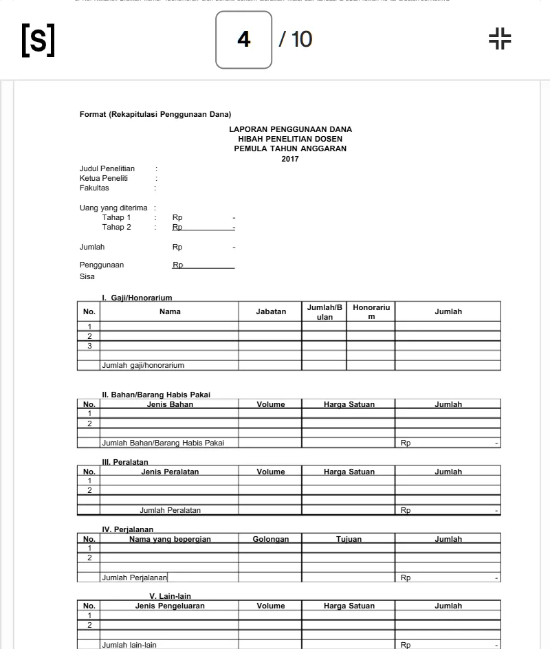 contoh laporan penggunaan dana hibah penelitian